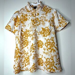 Ann Taylor Factory Tan & Beige Floral Button Bust Blouse!